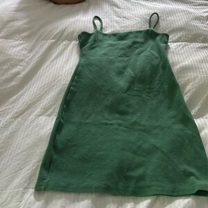 Green spaghetti mini dress, Oak + Fort - great condition, Size S